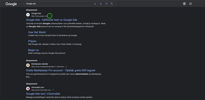 Google Ads concurrentie analyse stap 1